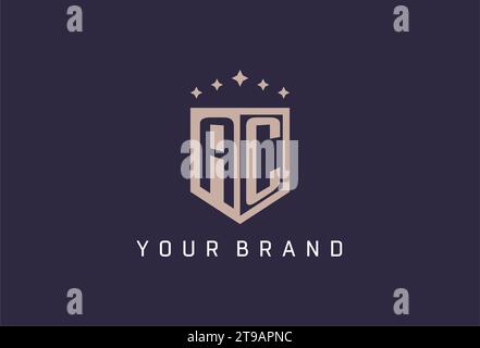 AC initial shield logo icon geometric style design inspiration Stock Vector