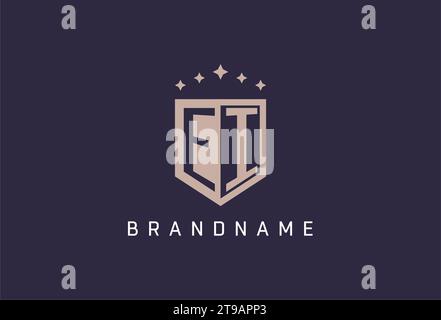 EI initial shield logo icon geometric style design inspiration Stock Vector
