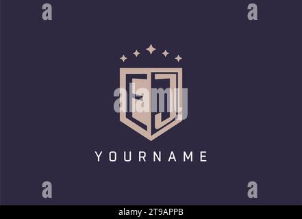 EJ initial shield logo icon geometric style design inspiration Stock Vector