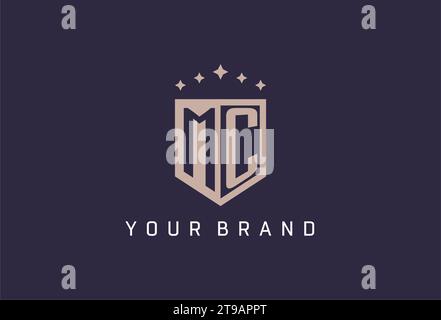 MC initial shield logo icon geometric style design inspiration Stock Vector