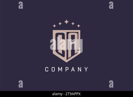 CA initial shield logo icon geometric style design inspiration Stock Vector