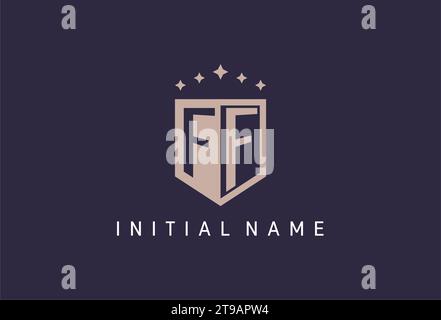 FF initial shield logo icon geometric style design inspiration Stock Vector