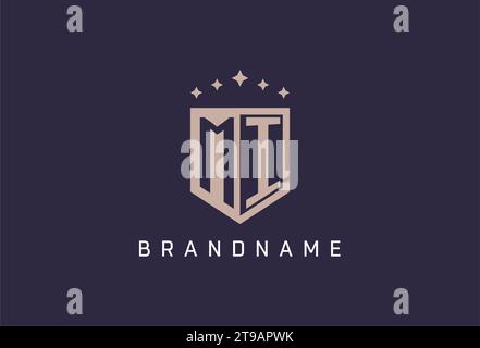 MI initial shield logo icon geometric style design inspiration Stock Vector