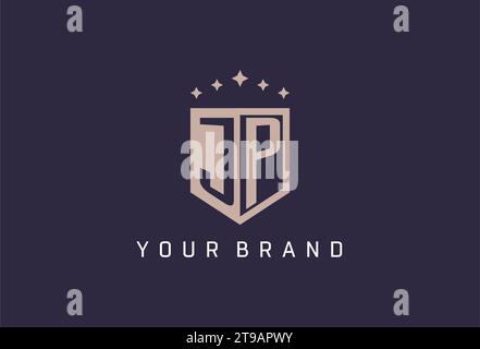 JP initial shield logo icon geometric style design inspiration Stock Vector