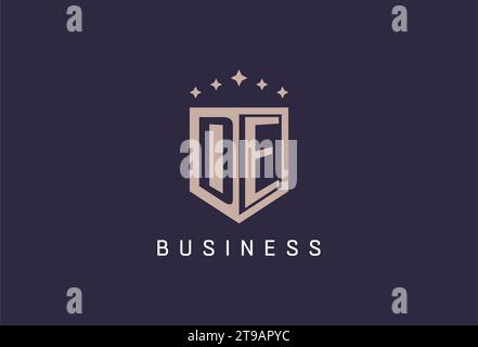 DE initial shield logo icon geometric style design inspiration Stock Vector