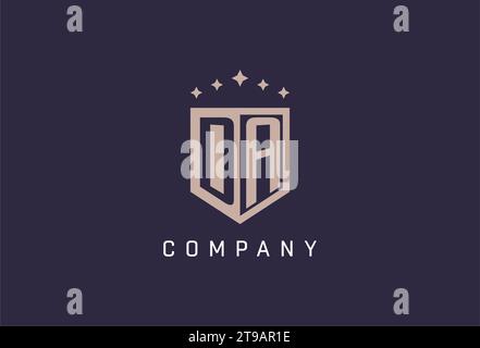 DA initial shield logo icon geometric style design inspiration Stock Vector