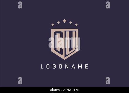CU initial shield logo icon geometric style design inspiration Stock Vector