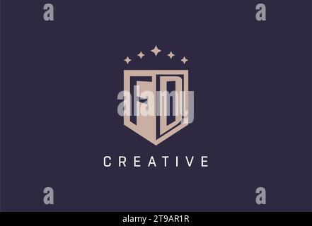 FD initial shield logo icon geometric style design inspiration Stock Vector