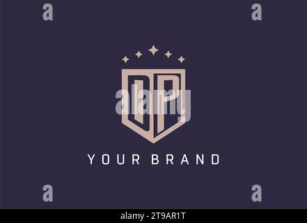 DP initial shield logo icon geometric style design inspiration Stock Vector
