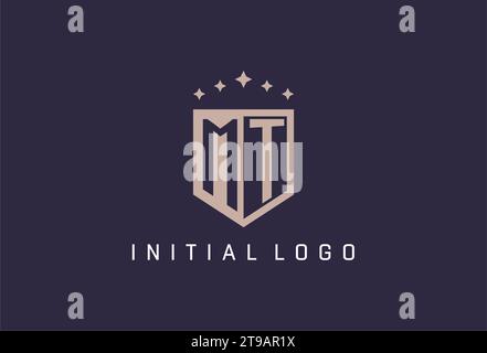 MT initial shield logo icon geometric style design inspiration Stock Vector