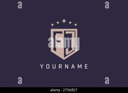 FJ initial shield logo icon geometric style design inspiration Stock Vector