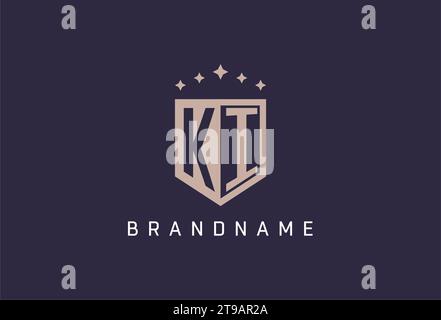 KI initial shield logo icon geometric style design inspiration Stock Vector