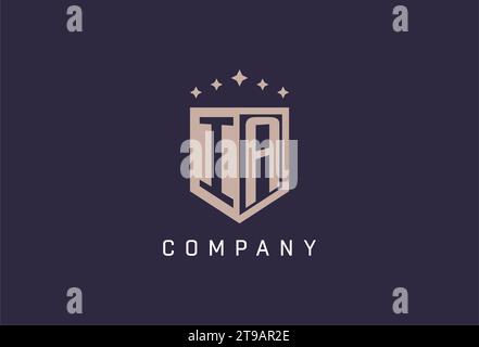 IA initial shield logo icon geometric style design inspiration Stock Vector