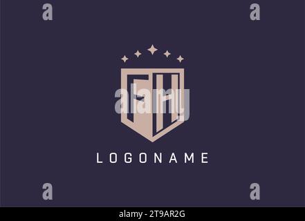 FH initial shield logo icon geometric style design inspiration Stock Vector