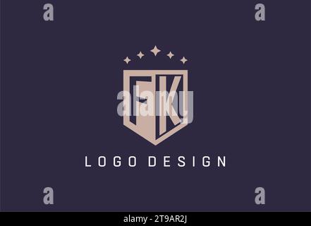 FK initial shield logo icon geometric style design inspiration Stock Vector