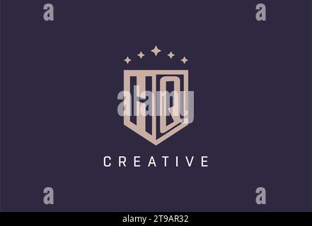 HQ initial shield logo icon geometric style design inspiration Stock Vector
