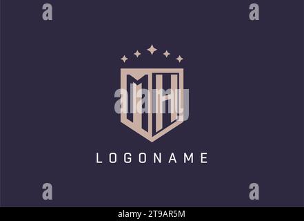 MH initial shield logo icon geometric style design inspiration Stock Vector