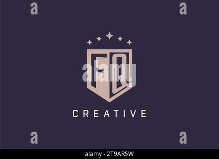 FQ initial shield logo icon geometric style design inspiration Stock Vector