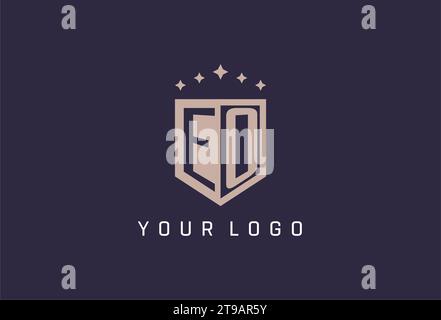EO initial shield logo icon geometric style design inspiration Stock Vector