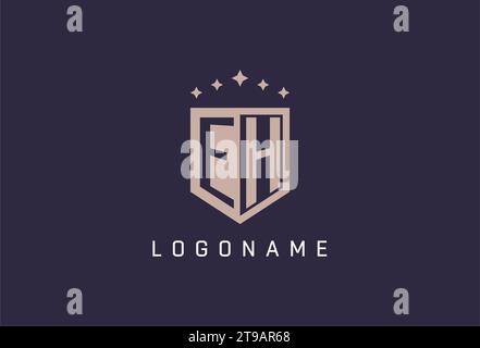 EH initial shield logo icon geometric style design inspiration Stock Vector