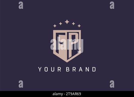 FP initial shield logo icon geometric style design inspiration Stock Vector