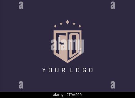 FO initial shield logo icon geometric style design inspiration Stock Vector
