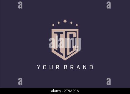 IC initial shield logo icon geometric style design inspiration Stock Vector