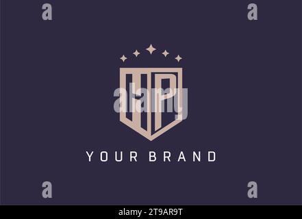 HP logo initial with geometric shield shape design style vector graphic ...