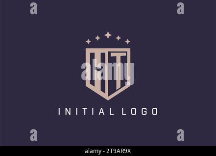 HT initial shield logo icon geometric style design inspiration Stock Vector
