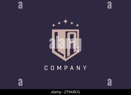 LA initial shield logo icon geometric style design inspiration Stock Vector