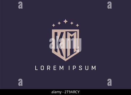 KM initial shield logo icon geometric style design inspiration Stock Vector