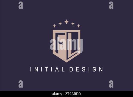 FL initial shield logo icon geometric style design inspiration Stock Vector