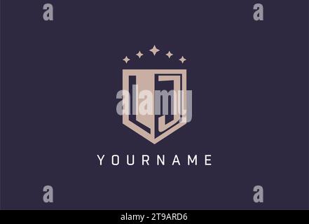 LJ initial shield logo icon geometric style design inspiration Stock Vector