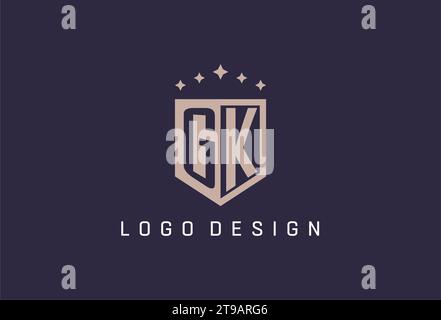 GK initial shield logo icon geometric style design inspiration Stock Vector