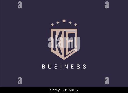 KE initial shield logo icon geometric style design inspiration Stock Vector