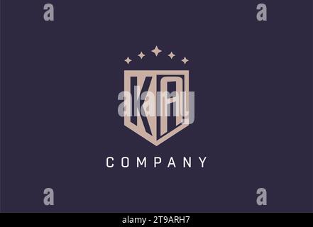 KA initial shield logo icon geometric style design inspiration Stock Vector