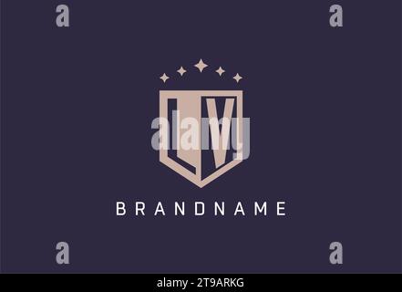 LV initial shield logo icon geometric style design inspiration Stock Vector