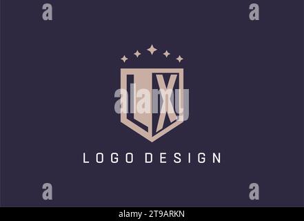 LX initial shield logo icon geometric style design inspiration Stock Vector