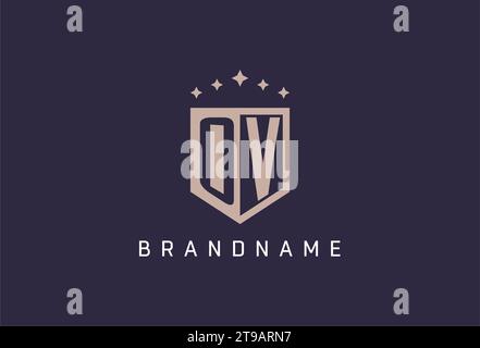 OV initial shield logo icon geometric style design inspiration Stock Vector