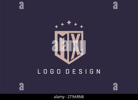 MX initial shield logo icon geometric style design inspiration Stock Vector
