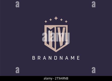 MV initial shield logo icon geometric style design inspiration Stock Vector