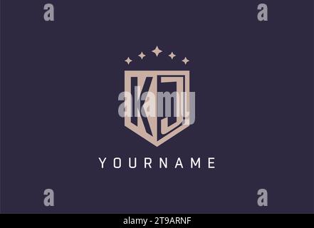 KJ initial shield logo icon geometric style design inspiration Stock Vector