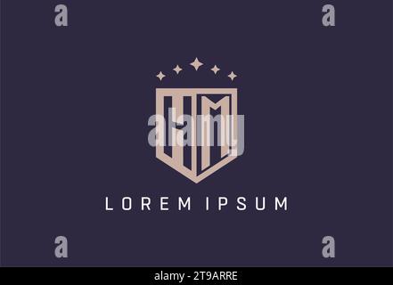 HM initial shield logo icon geometric style design inspiration Stock Vector