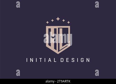 HL initial shield logo icon geometric style design inspiration Stock Vector