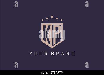 KP initial shield logo icon geometric style design inspiration Stock Vector