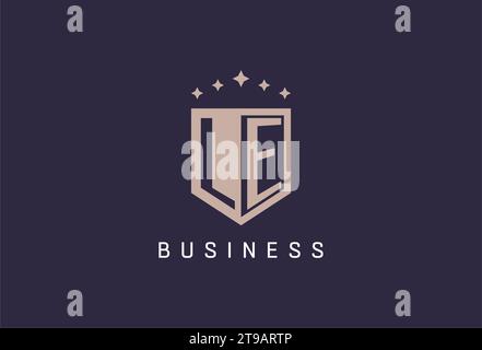 LE initial shield logo icon geometric style design inspiration Stock Vector