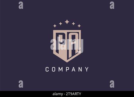 PA initial shield logo icon geometric style design inspiration Stock Vector