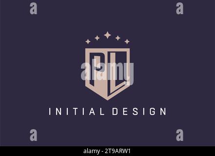 PL initial shield logo icon geometric style design inspiration Stock Vector
