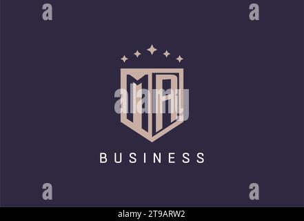 MR initial shield logo icon geometric style design inspiration Stock Vector