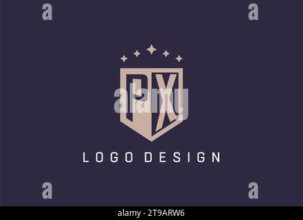 PX initial shield logo icon geometric style design inspiration Stock Vector